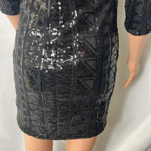 As U Wish Dress Sequin Formal Cocktail Dress Mini Size S Long Sleeve - Picture 7 of 9